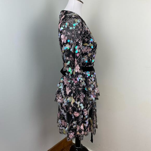 ModCloth Forever U Wrap Dress Multi Iridescent Pastel Sequins Size 2 $214 Fairy - Picture 8 of 13